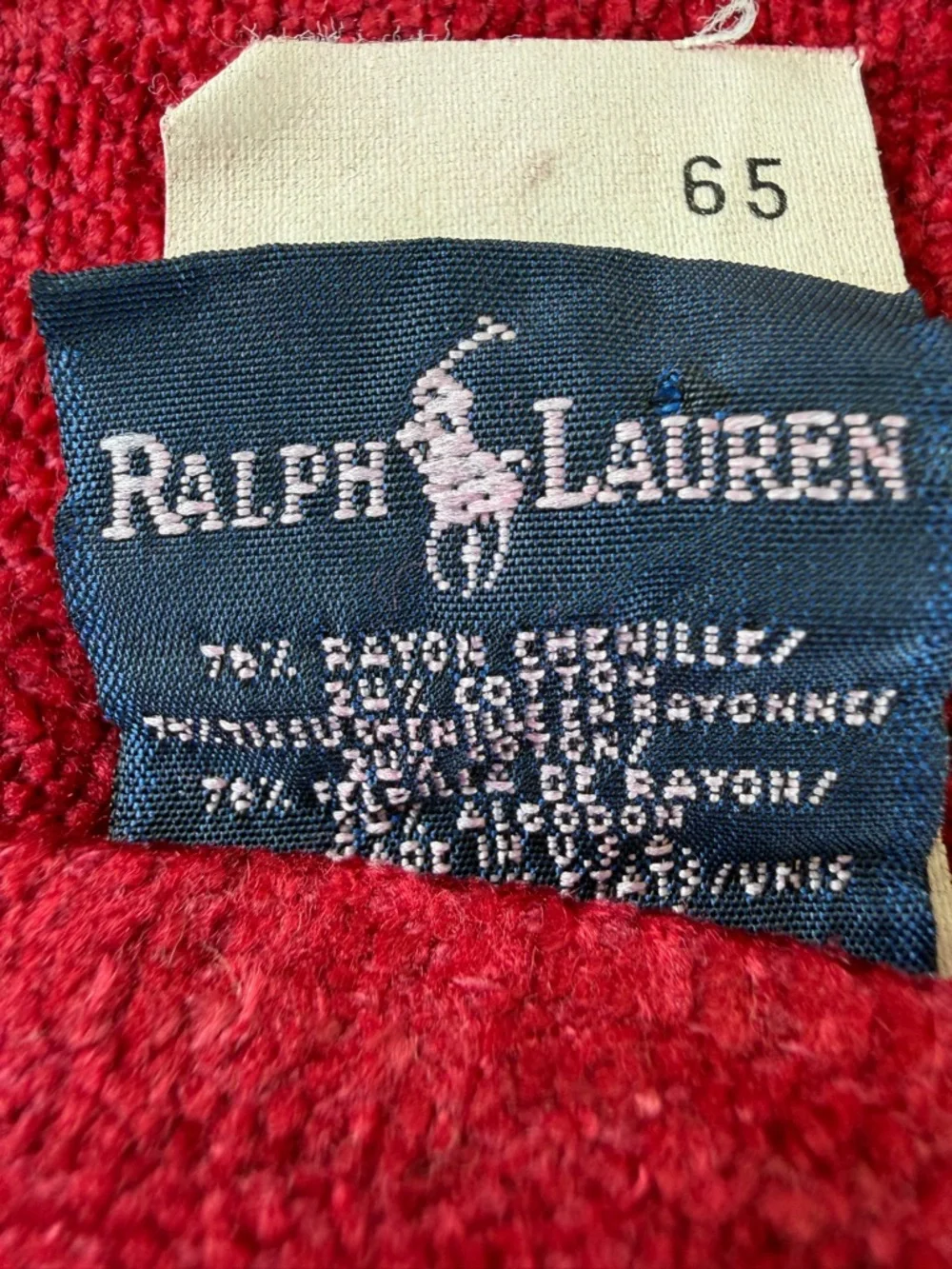 Vintage Ralph Lauren Blue Label Chenille Blanket Crimson Red Queen USA GUC